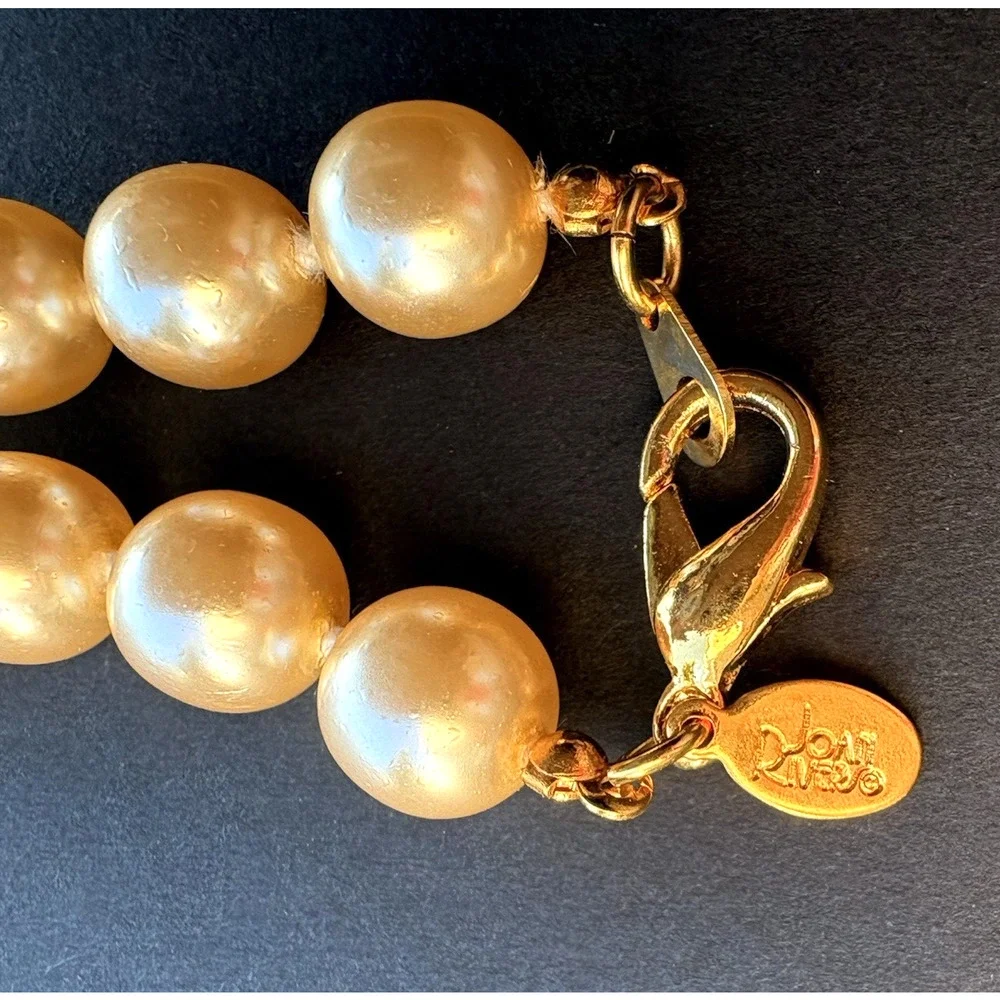 VTG Joan Rivers Knotted Faux Pearl Strand Necklace w/‎ Grey & Black Accents 31